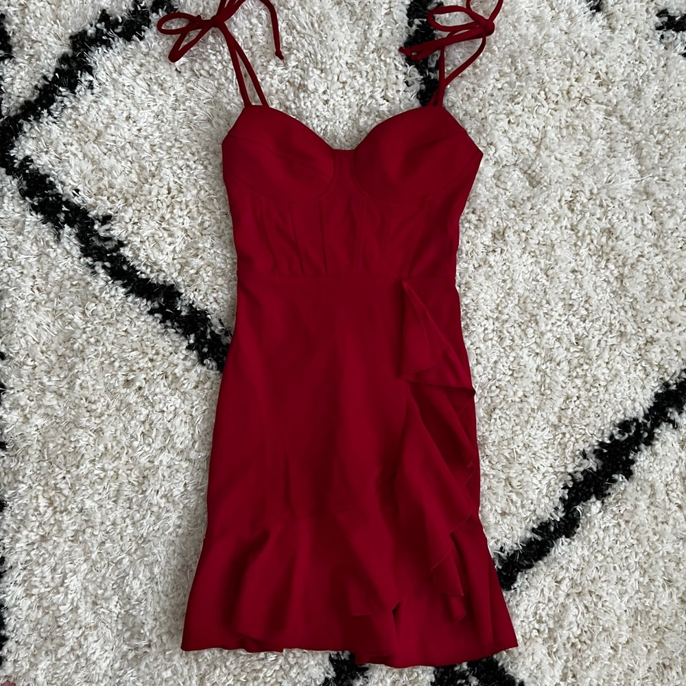 Emerland Sundae Dry Goods red ruffle mini dress XS